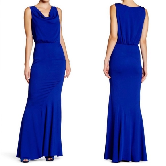 Nicole MillerCowl Neck Gown in Royal Blue
